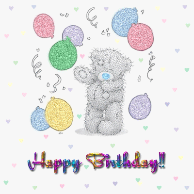 happy birthday bear with balloons