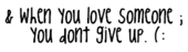 When You Love Someone, You Dont give Up