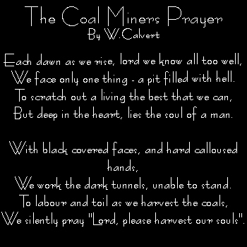 The Coal Miners Prayer by w.calvert