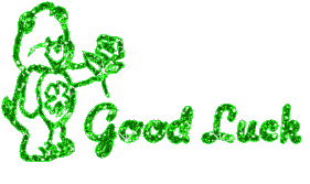 Good Luck Teddy Bear Green Glitter