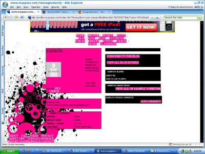Pink and black explosion Myspace Layout