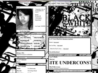 Gotta Love that Black & White Myspace Layout