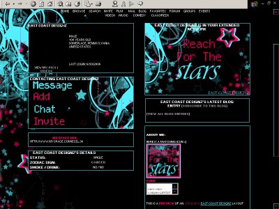 stars background for myspace. The Stars Myspace Layout