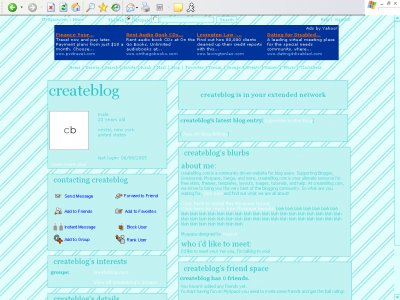 Tantalizing teal Myspace Layout