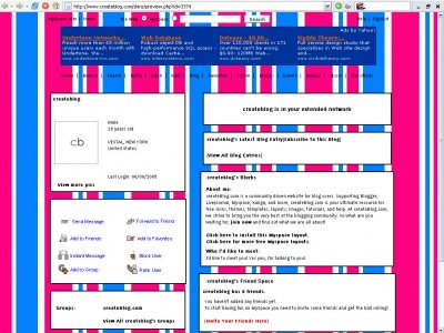 Pink, blue,and white stripes Myspace Layout