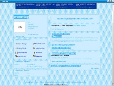 Light blue Myspace Layout