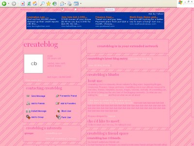 Pretty pink Myspace Layout