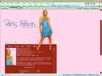 Simple life Paris Hilton (DIV) Myspace Layout
