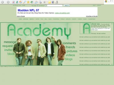The Academy Is...Green [DIV] Myspace Layout