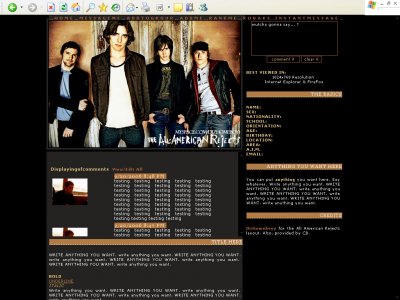 The All American Rejects Myspace Layout