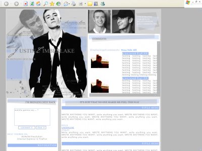 Justin Timberlake Myspace Layout