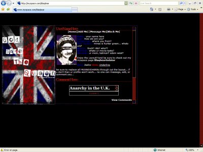 God Save the Queen Myspace Layout