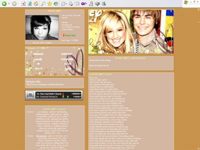 Ashley Tisdale & Zac Efron. Myspace Layout