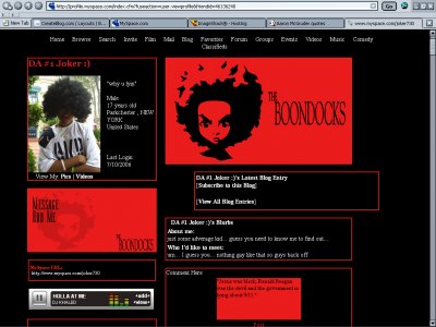 The Boondocks (red/black) Myspace Layout